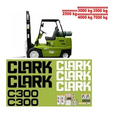 Kit Adesivos Gráfico Empilhadeira Clark C300 + Etiquetas Mk