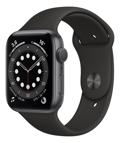 Apple Watch  Series 6 (gps) - Caixa De Alumínio Cinza-espacial De 44 Mm - Pulseira Esportiva Preto