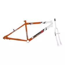 Quadro Garfo De Bicicleta Bicolor Ultra Bikes Aro 24 Aço Cor Laranja - Branco