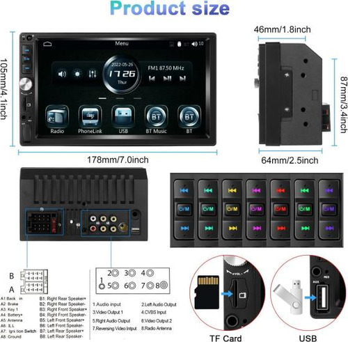 Estreo Para Automvil Podofo Con Carplay Android Auto Radio Foto 6