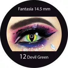 Pupilentes Halloween Fantasía Devil Green + Estuche + Envio