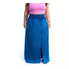 Saia Longa Jeans Com Lastex Plus Size Sem Lycra S3949