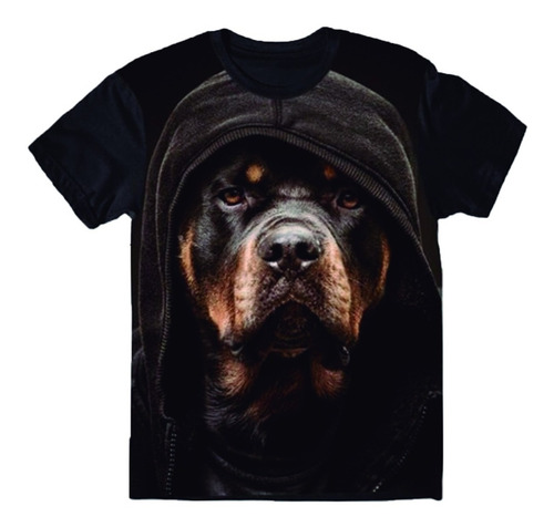 Camisa Camiseta Full 3d Rottweiler De Capuz Cão Gangster 