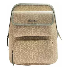 Mochila Backpack Calvin Klein Beige Verde Logo Original Mme3