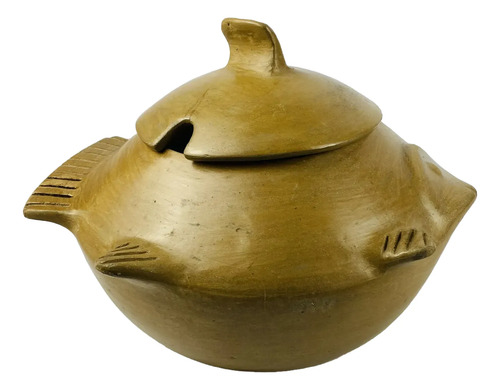 Travessa Peixe Em Barro Artesanal Decorativa Vintage Marrom-claro 1