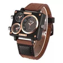 Oulm 3595 Reloj Para Hombre Analógico Café Correa De Cuero 3