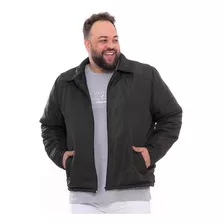 Jaqueta Masculina Plus Size Preta Forrada Gola Social 