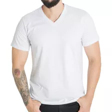 Camiseta Gola V Lisa Branca 100% Algodão - Ótima Qualidade!