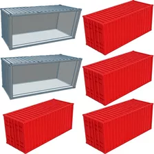 Kit 6 Miniaturas Container 20 Pés Escala 1:64 