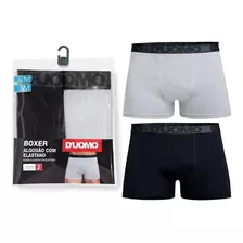 Kit C/2 Cuecas Boxer Duomo Algodão Preta E Cinza (617)