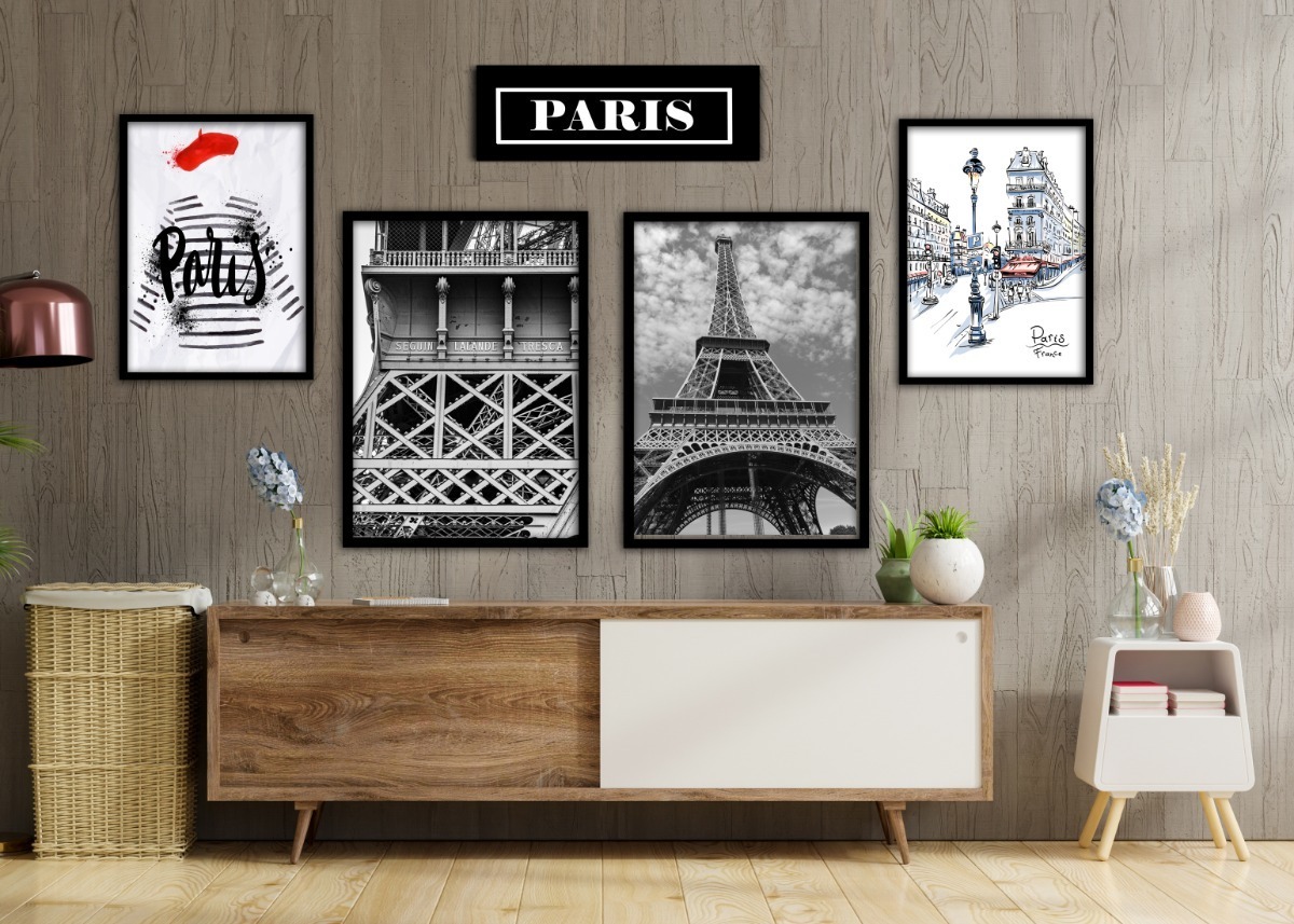 material Dependencia Embajada Set De 5 Cuadros Decorativos Ciudades Paris New York Deluxe - Avisos en  Hogar, Muebles y Jardín