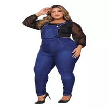  Jardineira Jeans Plus Size Premium Tendencia