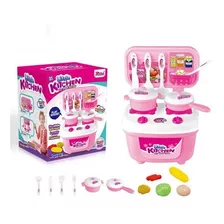 Cocinita Cocina Infantil Juguete Con 12 Accesorios Comida Color Rosa