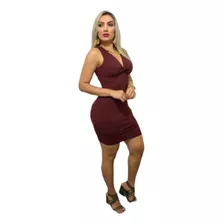 Vestido Curto Canelado Alça Tubinho Justo Roupas Feminina 