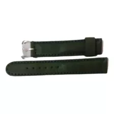 Malla Para Reloj Cuero Verde Costura Verde 18mm Nau208