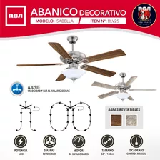 Ventilador Abanico Techo Rlv25 Isabella Rca 52 132cm 5aspas