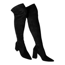 Botas Bucaneras Elastizadas Mujer Gamuzadas Taco Palo 9 Cm