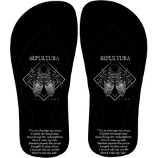 Chinelo Sandalia Personalizada Rock Sepultura Preto Fc