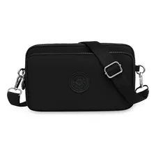 Bolsa Transversal Feminina Quadrada Zíper E Alça Mini Cor Preto