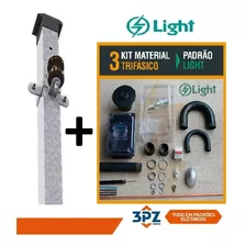 Postes Aço Galvanizado 6mts + Kit Material Trifásico Light
