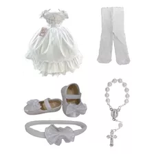 Kit Batizado Menina Completo + Sapato, Vestido Batizado Bebe
