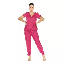 Conjunto Scrub Feminino Transpassado Manga Curta Rosa Pink