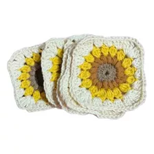 Posavasos A Crochet Girasol (6 Unidades)