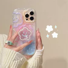 Funda De Transparente Para iPhone Cara Sonriente + Soporte