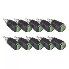 10 Conector Rca Macho Atornillable P/ Audio Y Video Jr-r591