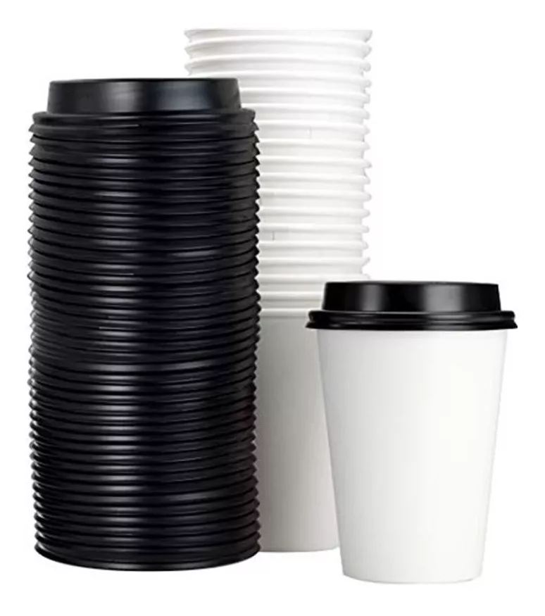 Vaso Para Café Encerado Biodegradable 12 Oz 50 Piezas C/tapa