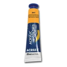 Tinta Acrílica Acrilex 20ml - Acrylic Colors - Tela E Outros Cor 341 - Amarelo De Cádmio Escuro