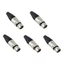 Kit 5pcs Plug Conector Xlr Femea Linha 3 Polos