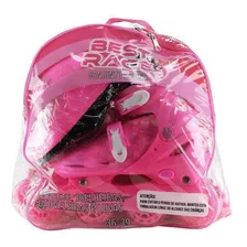 36/39 Rosa Conjunto Patins 4 Rodas Com Mochila - Bbr Toys R2