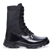 Coturno Masculino Militar Com Ziper 100% Couro Extra Leve 