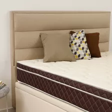 Cabeceira Estofada Para Cama Box Casal 114x142 Swede Bege