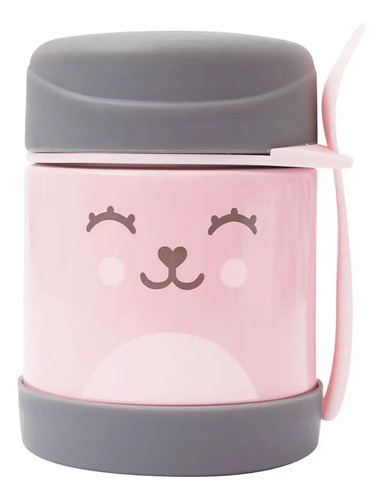Pote Térmico Com Talher Gumy Rosa - Buba