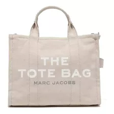 Bolsa Tote Marc Jacobs The Medium Tote Bag Diseño Liso De Lona De Algodón Beige Con Correa De Hombro Negra Asas Color Beige