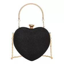 Bolsa Brillante Clutch Crossbody De Noche Forma De Corazón