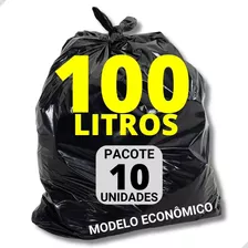 Saco De Lixo Preto 100 Litros Resistente Com 10 Unidades