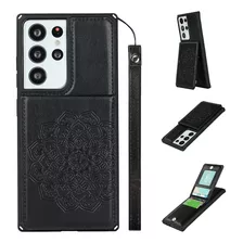 Funda Tarjetera Cuero Soporte Para Samsung Galaxy S21 Ultra