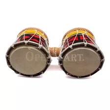Bongô De Couro Colorido Com Corda Instrumento Percussão