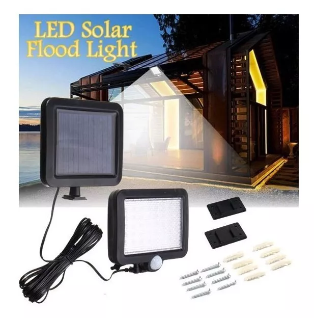 Foco Farol Lámpara Solar 56 Led Exterior C/sensor Casa Jardi