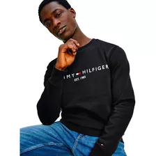 Moletom Tommy Hilfiger Masculino Fleece Logo Crewneck Preto