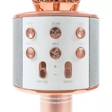 Microfone Karaokê Bluetooth Caixinha De Som - Ws858 Cor Rosa/dourado