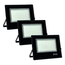 Kit 3 Refletor Led Holofote 200w Smd Prova D´água Ip66 6500k