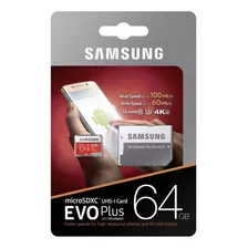 Cartão Samsung Micro Sd Evo 64gb 100mb/s Uhs-i U3 Lacrado