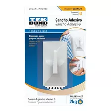 Gancho Adhesivo Tekbond Cuarzo Grande Soporta Hasta 2 Kg Color Blanco