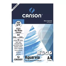 Bloco De Papel Canson Aquarela - 300g - A4 - 12 Folhas