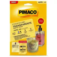 Etiqueta Transparente Cristal 5 Folhas 215x279mm Pimaco Desenho Impresso Liso