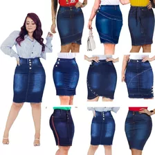 Kit 3 Saia Jeans Moda Evangelica Feminina Com Lycra Variadas